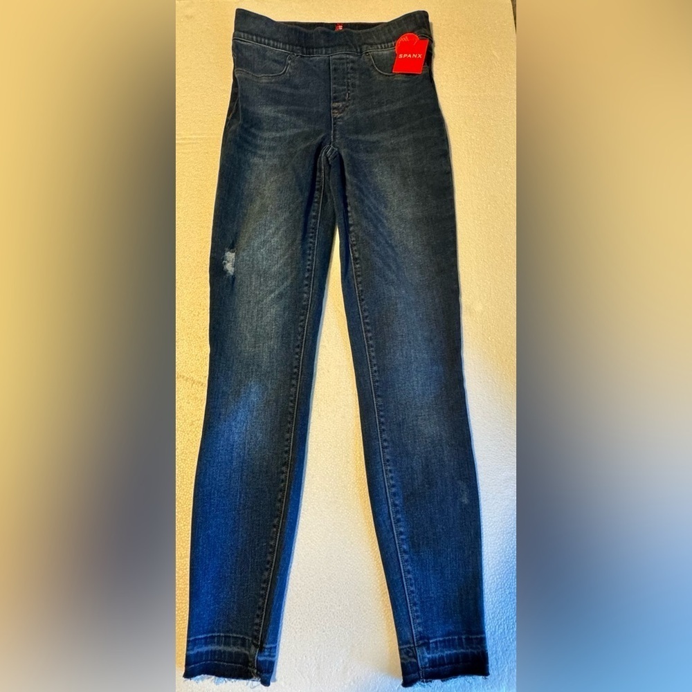 SPANX Dark Blue Distressed Ankle Skinny Jeans Size XS - Picture 8 of 16